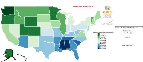 U.S. electricity affordability - sample map data
